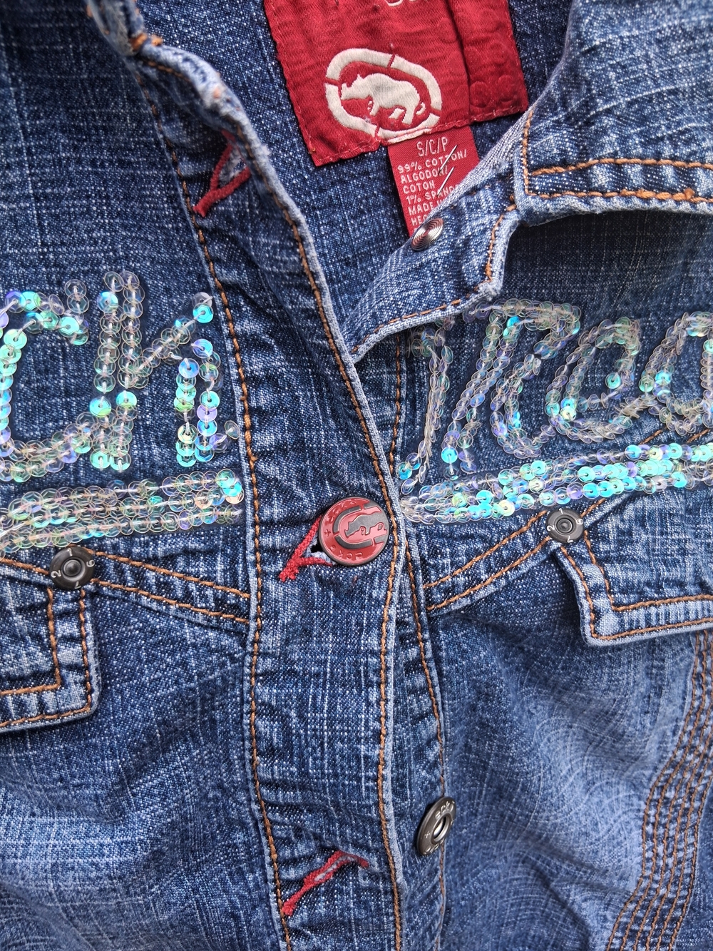 EckoRed y2k Denim Cropped Jacket - Picture 5 of 8